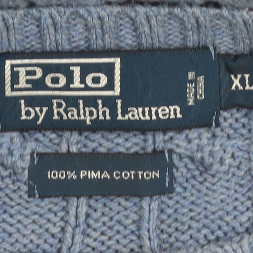 Polo Ralph Lauren Blue XL Men's Cable-Knit Pullover Jumper