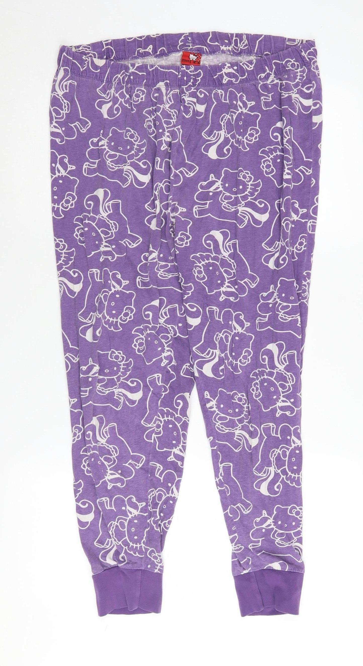 Hello Kitty Women's Purple Graphic Pyjama Pants Size 16-18