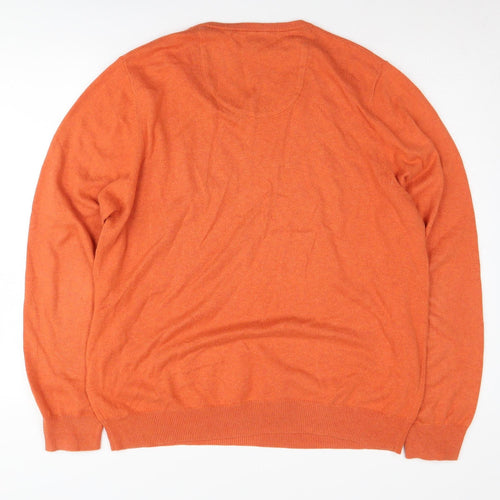 Marks and Spencer Men's Orange V-Neck Pullover Jumper L