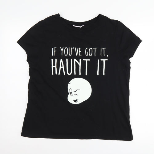 Casper Black T-Shirt L Halloween Unisex Adults Cartoon