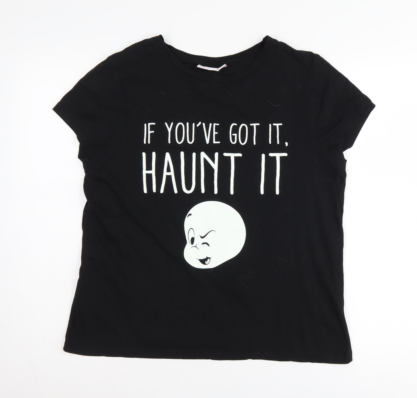 Casper Black T-Shirt L Halloween Unisex Adults Cartoon