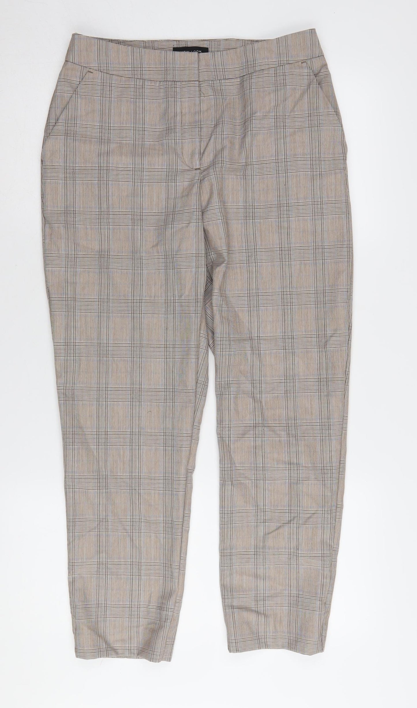New Look Beige Check Chino Trousers - Size 10, Autumn Style