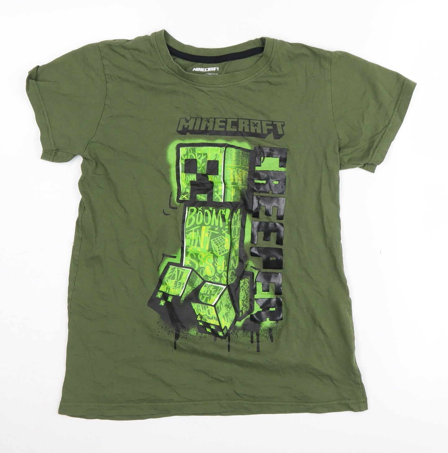 Minecraft Boys Green Creeper Graphic T-Shirt, Size 12 Years