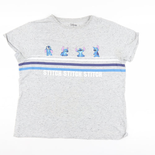 Disney Women’s Grey Stitch T-Shirt Short Sleeve L