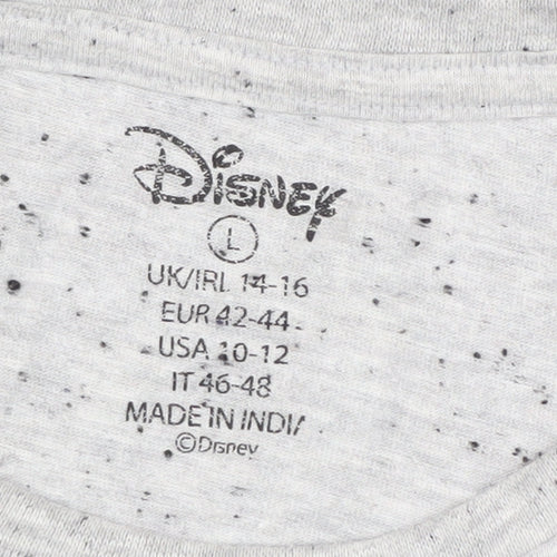 Disney Women’s Grey Stitch T-Shirt Short Sleeve L