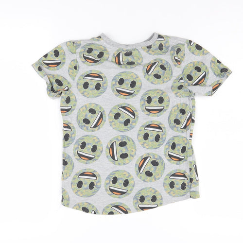 Emoji Boys Grey Graphic Print T-Shirt 7-8 Years - Funny Design