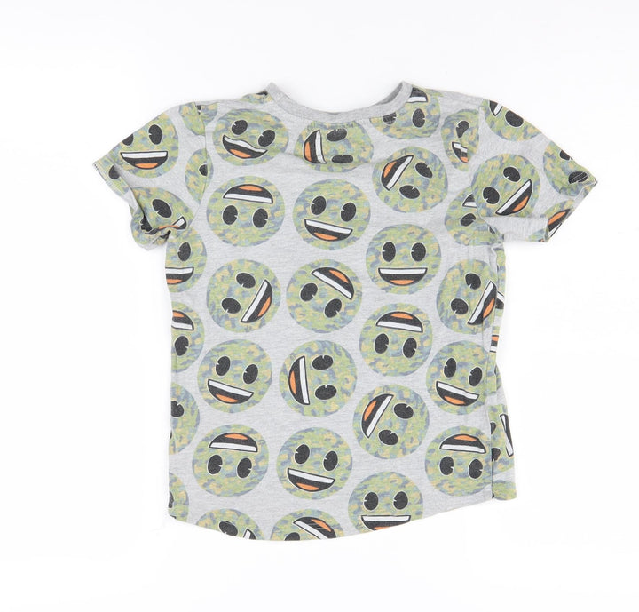 Emoji Boys Grey Graphic Print T-Shirt 7-8 Years - Funny Design