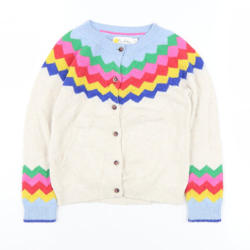 Mini Boden Girls Colourful Chevron Cardigan, 5-6 Years, Knit