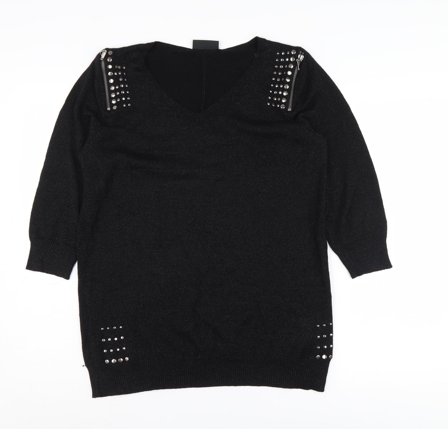 Wallis Women's Black V-Neck Pullover Jumper M