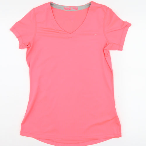 Nike Women's Pink Athletic V-Neck T-Shirt Size L