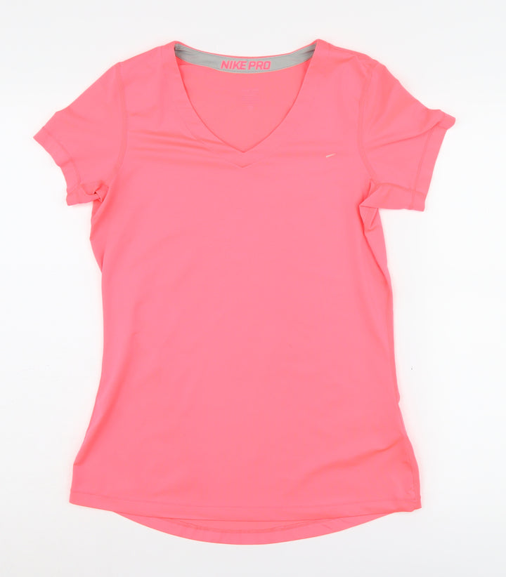 Nike Women's Pink Athletic V-Neck T-Shirt Size L