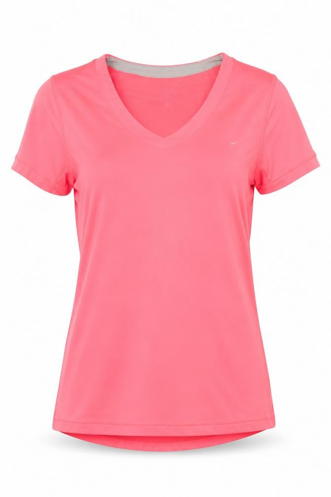 Front view of Nike Women's Pink Athletic V-Neck T-Shirt, size L