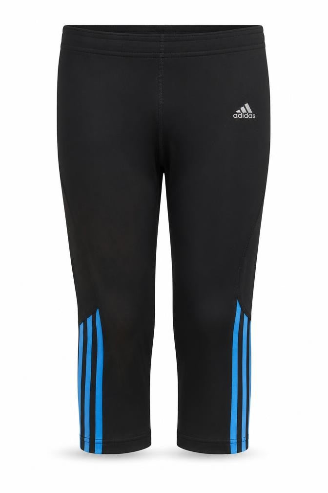 Front view of Adidas unisex kids black cropped leggings m