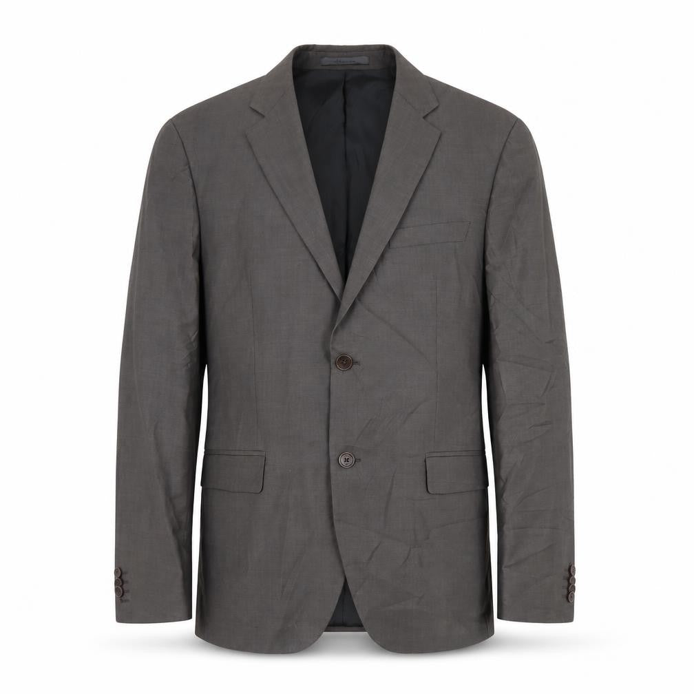 Front view of Calvin Klein Men's Grey Wool Blazer -, size 52