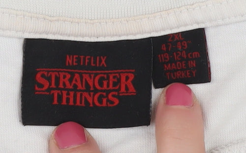 Stranger Things Unisex Adults 2XL White T-Shirt