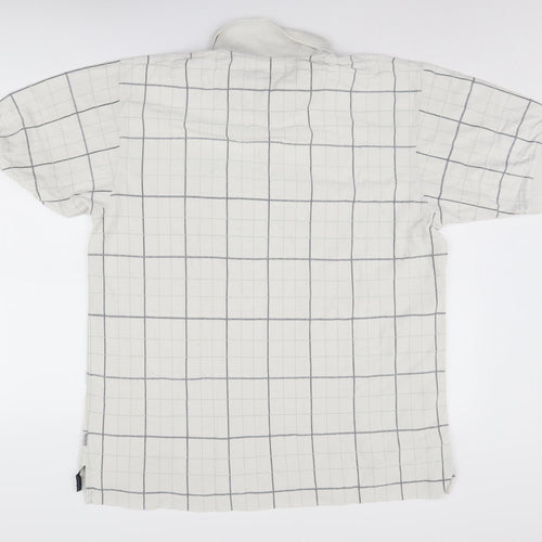 Maine New England Men's XL White Check Polo Shirt