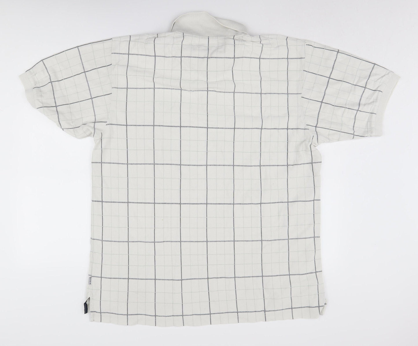 Maine New England Men's XL White Check Polo Shirt