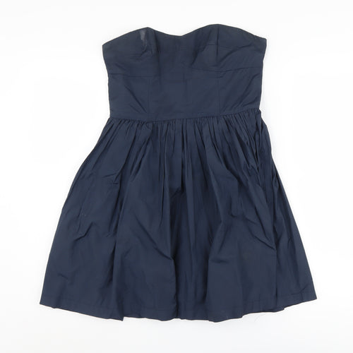 Jack Wills Women's Blue A-Line Strapless Dress Size 10