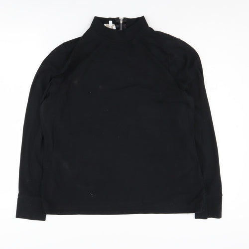 CC Women's Black XL Mock Neck Pullover with Buttons