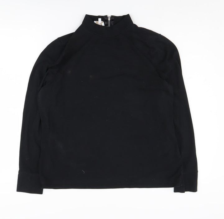 CC Women's Black XL Mock Neck Pullover with Buttons