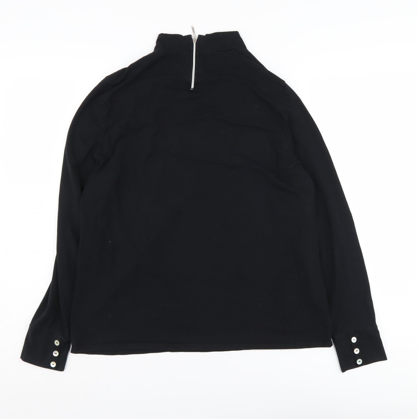 CC Women's Black XL Mock Neck Pullover with Buttons
