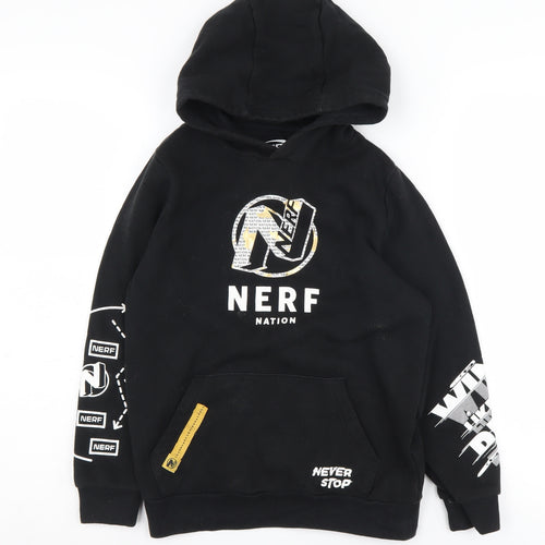 Nerf Boys Black Pullover Hoodie 10-11 Years Graphic Print