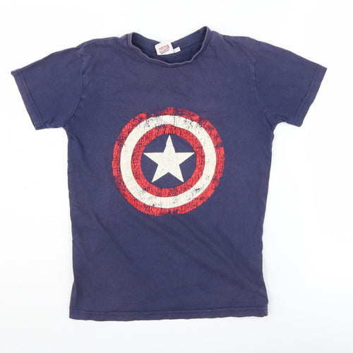 Marvel Boys Blue Captain America Graphic T-Shirt 10-11 Years