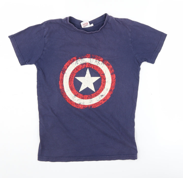 Marvel Boys Blue Captain America Graphic T-Shirt 10-11 Years
