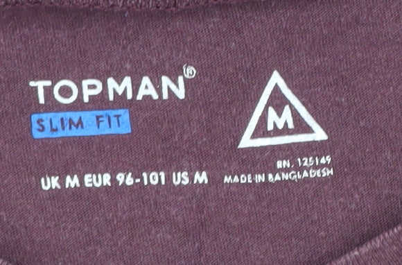 Topman Men's Red Slim Fit T-Shirt, Medium, Crew Neck