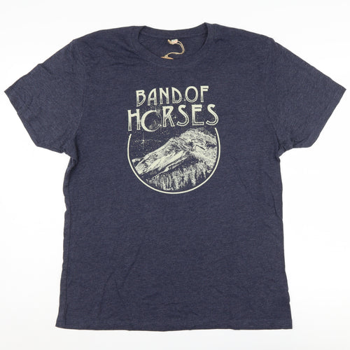 Salvage Men's Blue Band Of Horses T-Shirt L - Recycled Cotton
