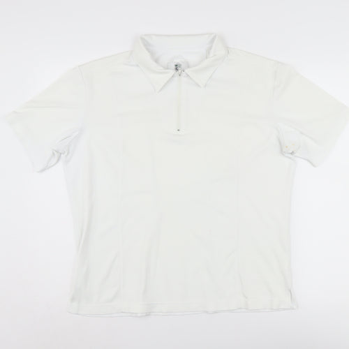 Emsmorn Women's White Polo Top Size 16 Regular Fit