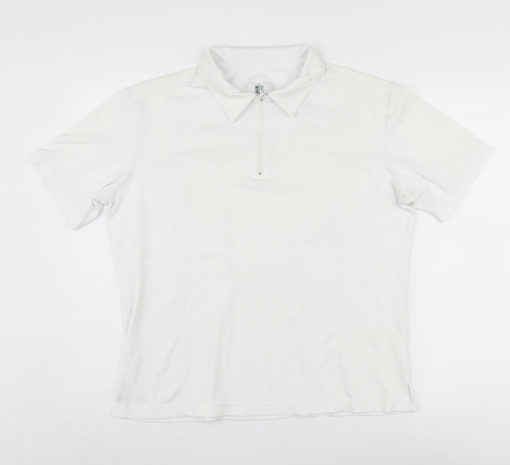 Emsmorn Women's White Polo Top Size 16 Regular Fit