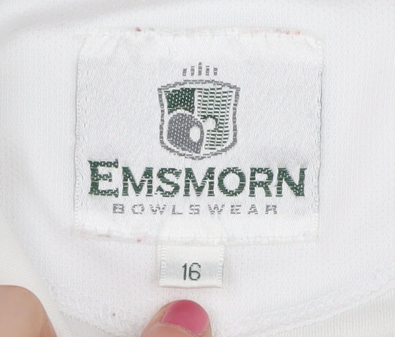 Emsmorn Women's White Polo Top Size 16 Regular Fit