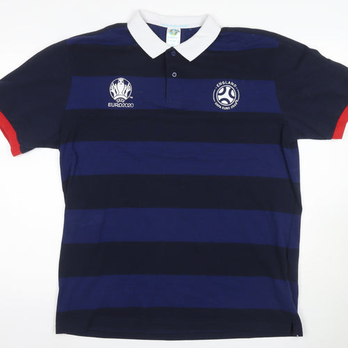 UEFA Euro 2020 Men's Blue Striped Polo Shirt 2XL