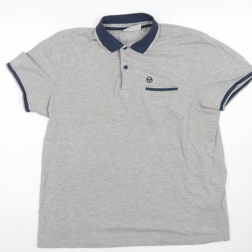 Sergio Tacchini Men's Grey Polo Shirt, M, Short Sleeve