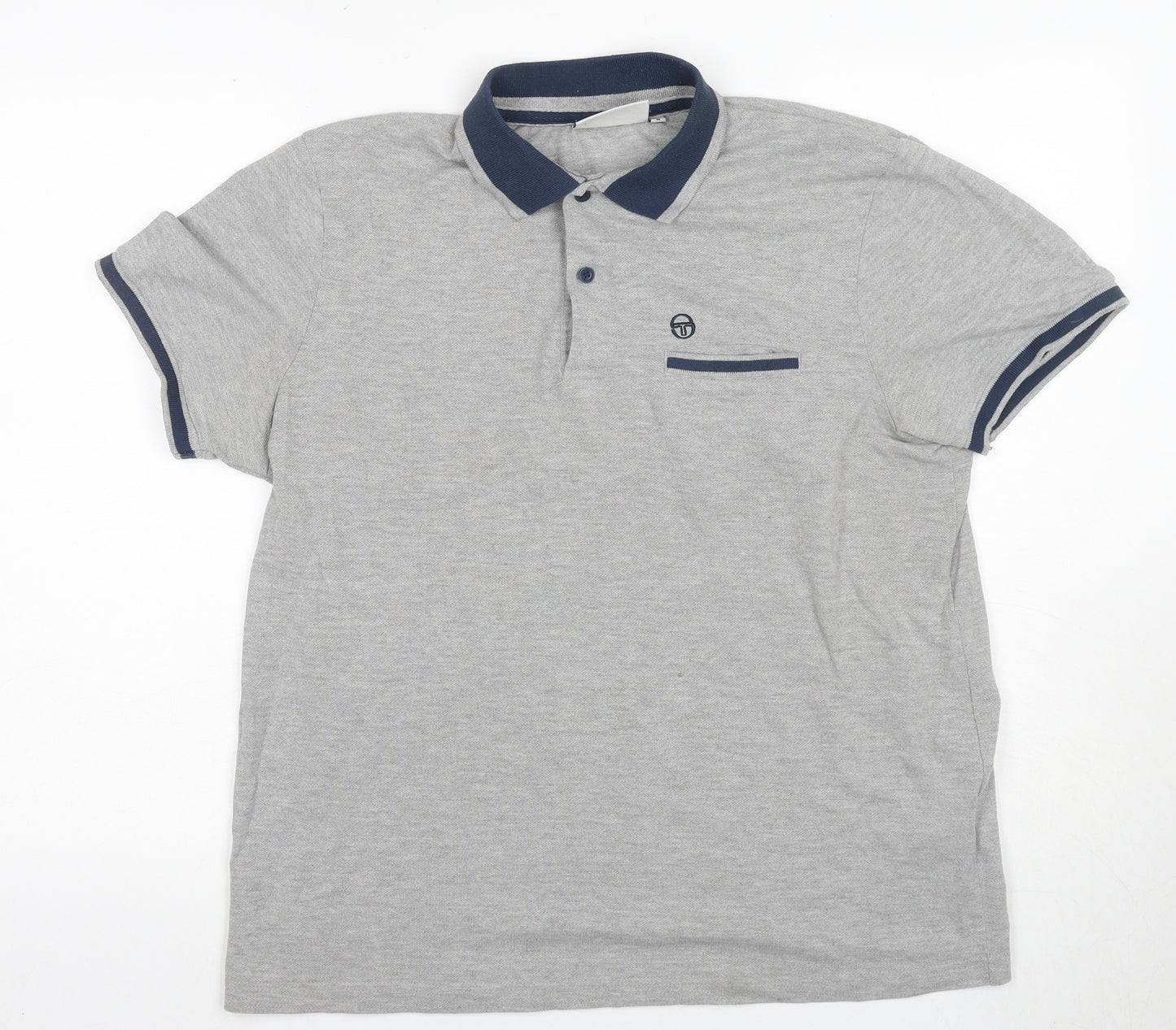 Sergio Tacchini Men's Grey Polo Shirt, M, Short Sleeve