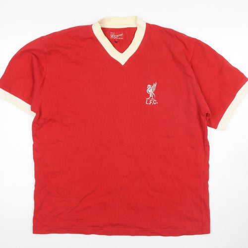Liverpool FC Men's Red Retro V-Neck Sports T-Shirt L