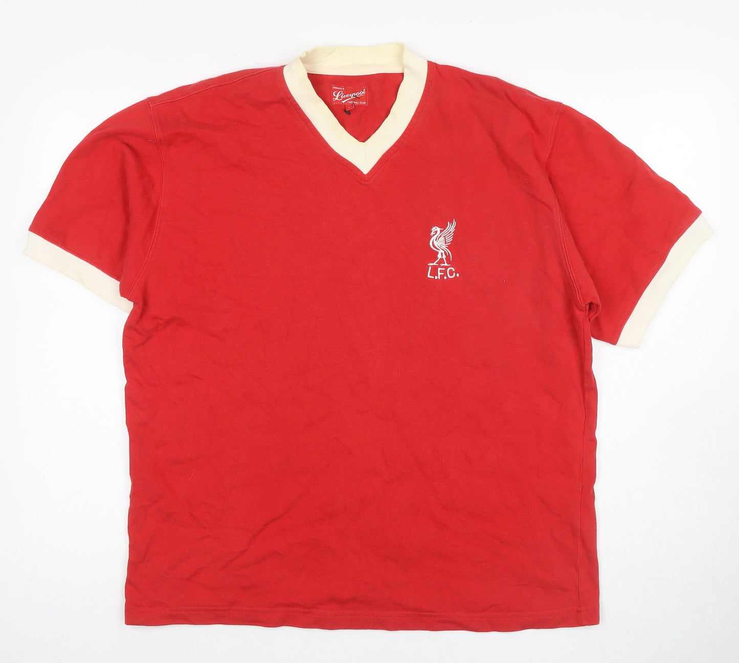 Liverpool FC Men's Red Retro V-Neck Sports T-Shirt L