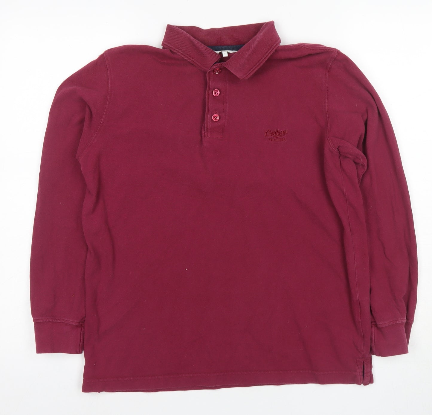 Coton Traders Men's Red Long Sleeve Polo Shirt - Size S