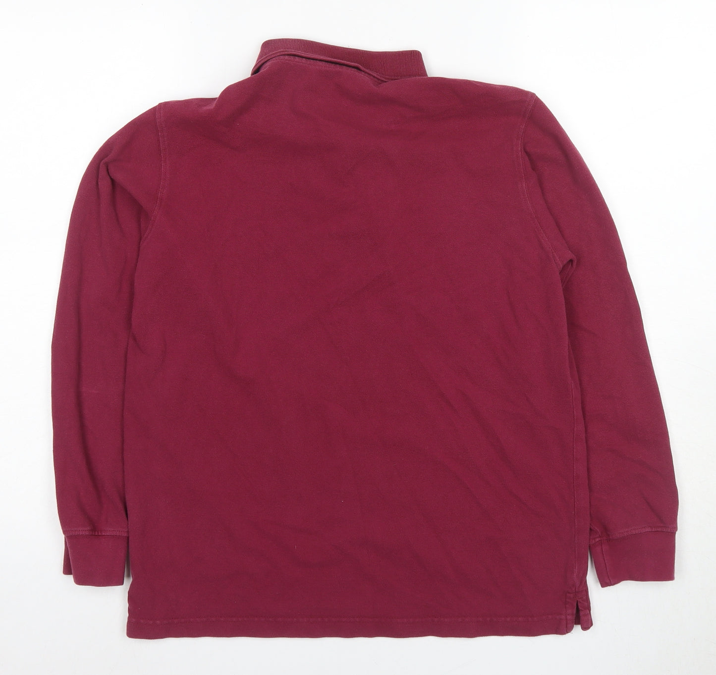 Coton Traders Men's Red Long Sleeve Polo Shirt - Size S