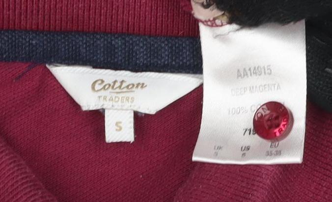 Coton Traders Men's Red Long Sleeve Polo Shirt - Size S