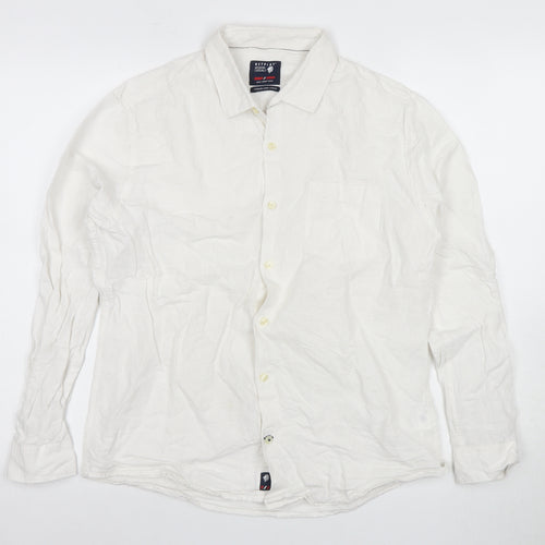Netplay Men's White Slim Fit Dress Shirt L