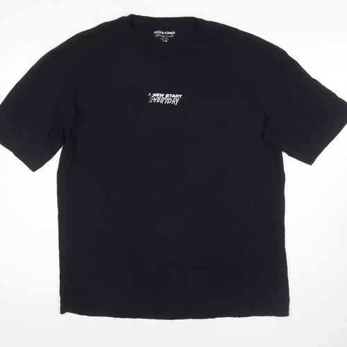 Jack & Jones Men's Black Retro Graphic T-Shirt, Size M