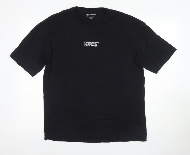 Jack & Jones Men's Black Retro Graphic T-Shirt, Size M