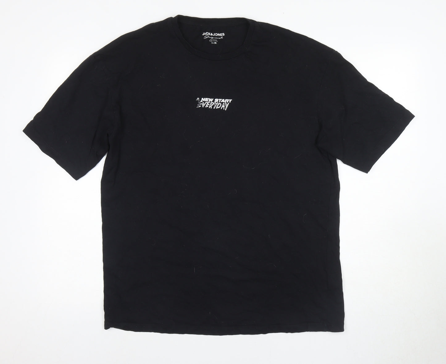 Jack & Jones Men's Black Retro Graphic T-Shirt, Size M