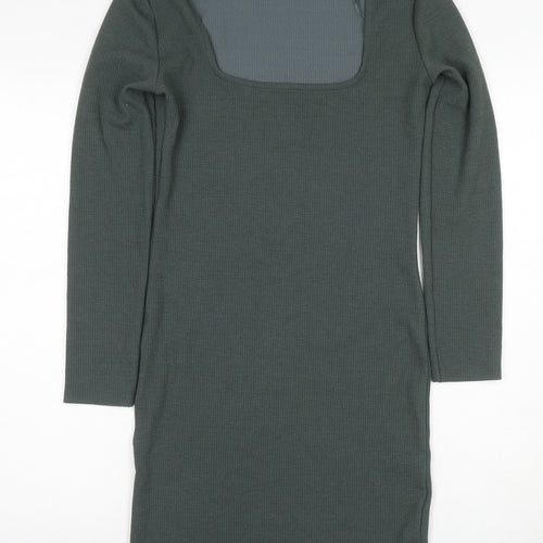 Zara Women's Green Bodycon Dress - Size L