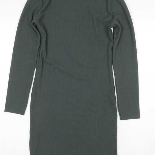 Zara Women's Green Bodycon Dress - Size L