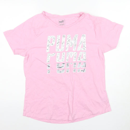 Puma Women's Pink T-Shirt, Size 14, Casual Short Sleeve