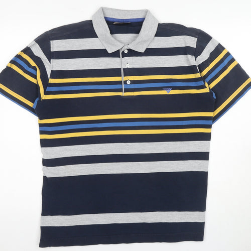 Dors Men's Blue Striped Polo Shirt - Size S, Casual Wear