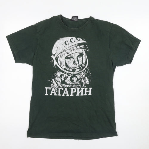 T34 Men's Green Graphic Print Short Sleeve T-Shirt M